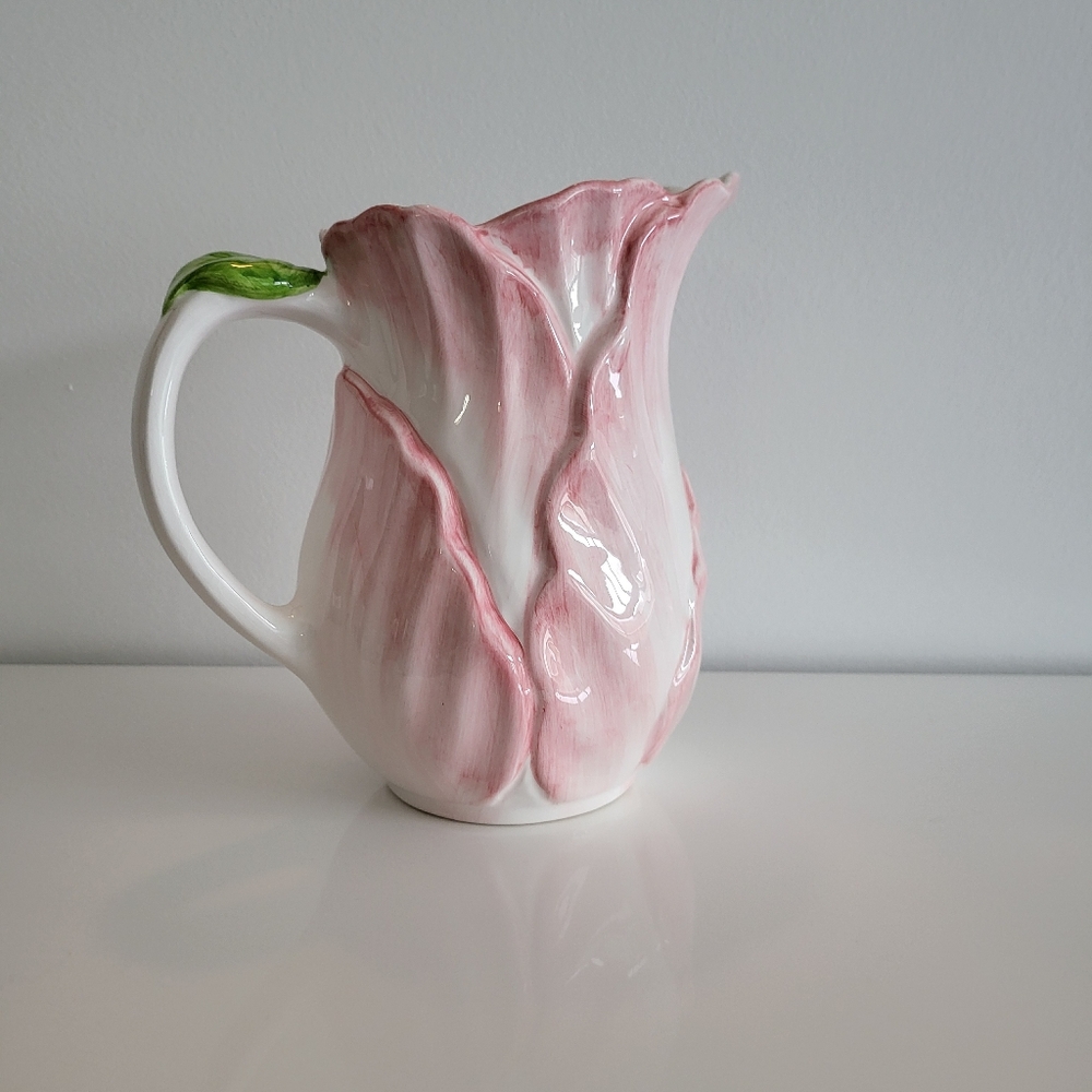 Pink tulip decorative pitcher